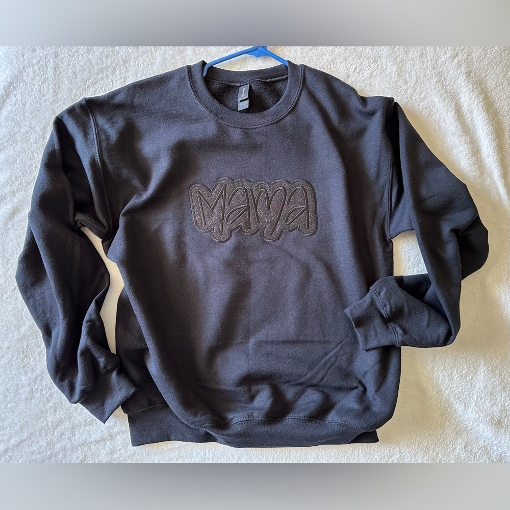 New MAMA Sweatshirt | Embroidered Glitter | Women's | Black | Medium | G…